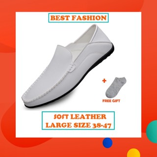 รองเท้าโลฟเฟอร์ หนังวัวแท้ ขนาดใหญ่ เหมาะกับใส่ทํางาน สไตล์น…