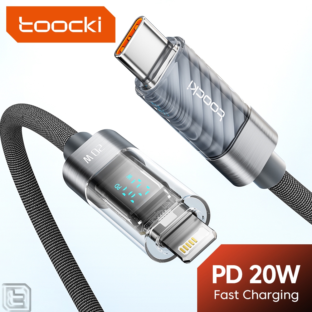 Toocki 20W Type C ถึง 10S สายชาร์จ 2.4A USB ถึง 10S สายเคเบิลข้อมูลรองรับ Fast Charge และการส่งข้อมูล