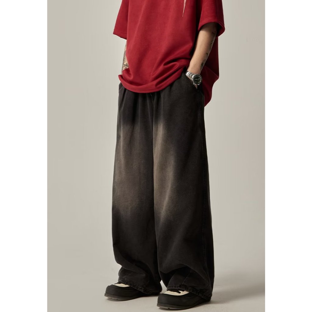 กางเกงยีนส์ขายาวขากว้างทรงหลวมทรงตรงสไตล์เรโทรสําหรับผู้ชาย - รูปที่ 4