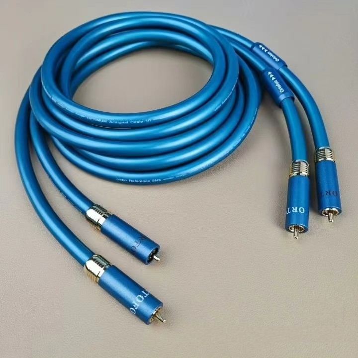 เดนมาร์ก Ortofon ลมสูง 8N คริสตัลเดี่ยวทองแดงเกรดไข้สายสัญญาณเสียง HiFi Audio RCA Double Lotus สายสัญญาณเสียง