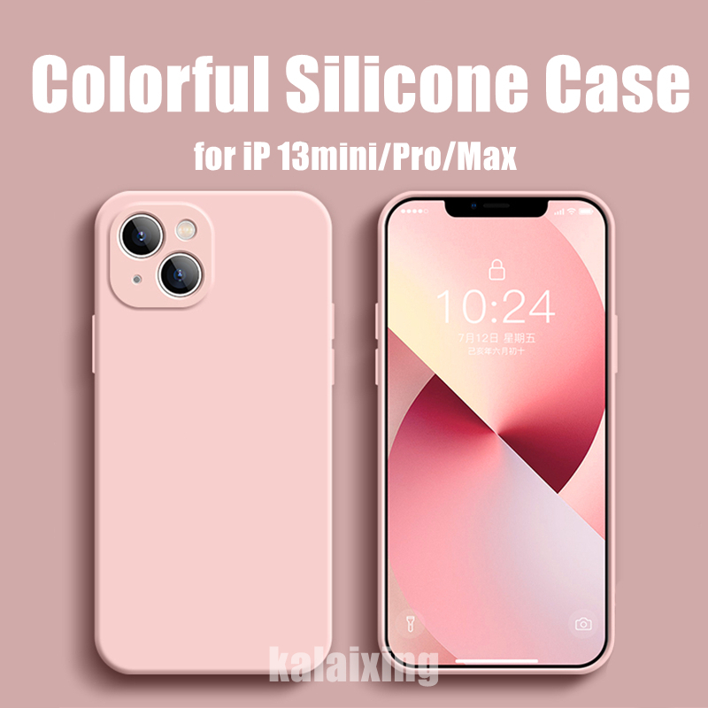 silicone phone case For iPhone 13 Mini 12 Pro Max 12 mini protective lens soft back cover