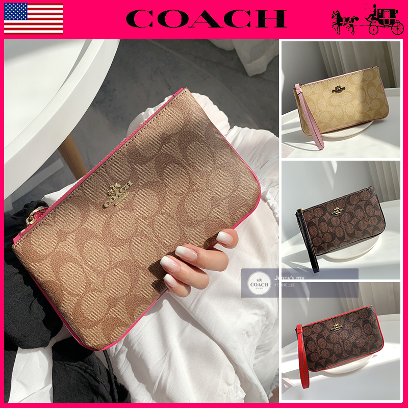 แท้ % ส่งเร็วของ จัดส่งฟรี coac h 58695 กระเป๋าสตางค์ใบยาวของผู้หญิงใหม่ กระเป๋าถือคลัทช์ กระเป๋าใส่ข้อมือ