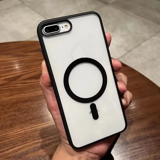 ปลอก iPhone 7 PLUS 8 PLUS i7 i8 X XR XS MAX เคสโทรศัพท์แม่เหล็ก เคสแข็งโปร่งใส