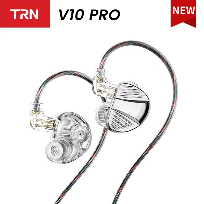Trn V10 PRO HIFI หูฟังแบบมีสาย 2BA + 2DD ความถี่สูง Balanced Armature Driver ผสม In-Ear Monitors หูฟังที่กําหนดเอง