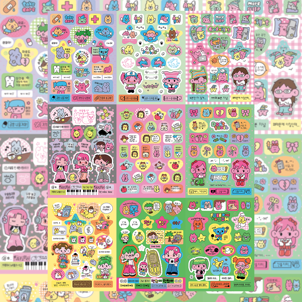 เกาหลีน่ารัก แย่ สาวตัวการ์ตูนสติกเกอร์บัญชีมือโน๊ตบุ๊คไดอารี่วางแผนสมุดภาพเครื่องเขียน ทําเอง สติกเกอร์ตกแต่ง