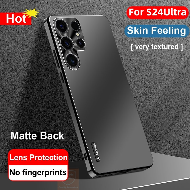 สําหรับ SAM Galaxy S25 S24 S21 S22 S23 Ultra + Plus กรณีโลหะหรูหรากล้องเลนส์ชุบ Frosted PC Hard ป้องกันปลอก