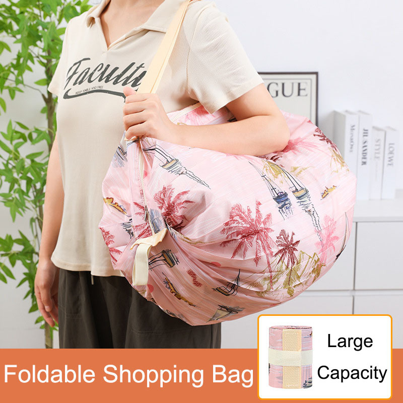ใหม่สไตล์สร้างสรรค์พับถุงช้อปปิ้งกันน้ําอวัยวะกระเป๋าอย่างรวดเร็วพับจิปาถะถุงเก็บความจุขนาดใหญ่ซูเปอร์มาร์เก็ตแบบพกพาการคุ้มครองสิ่งแวด
