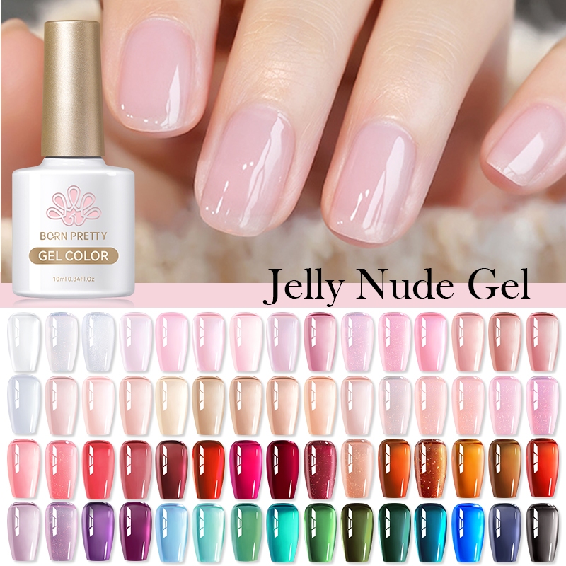 Born PRETTY Jelly Nude Gel Polish ติดทนนานสีสันสดใส Milly White Ice โปร่งใส Soak Off เคลือบเงาการออกแบบเล็บ