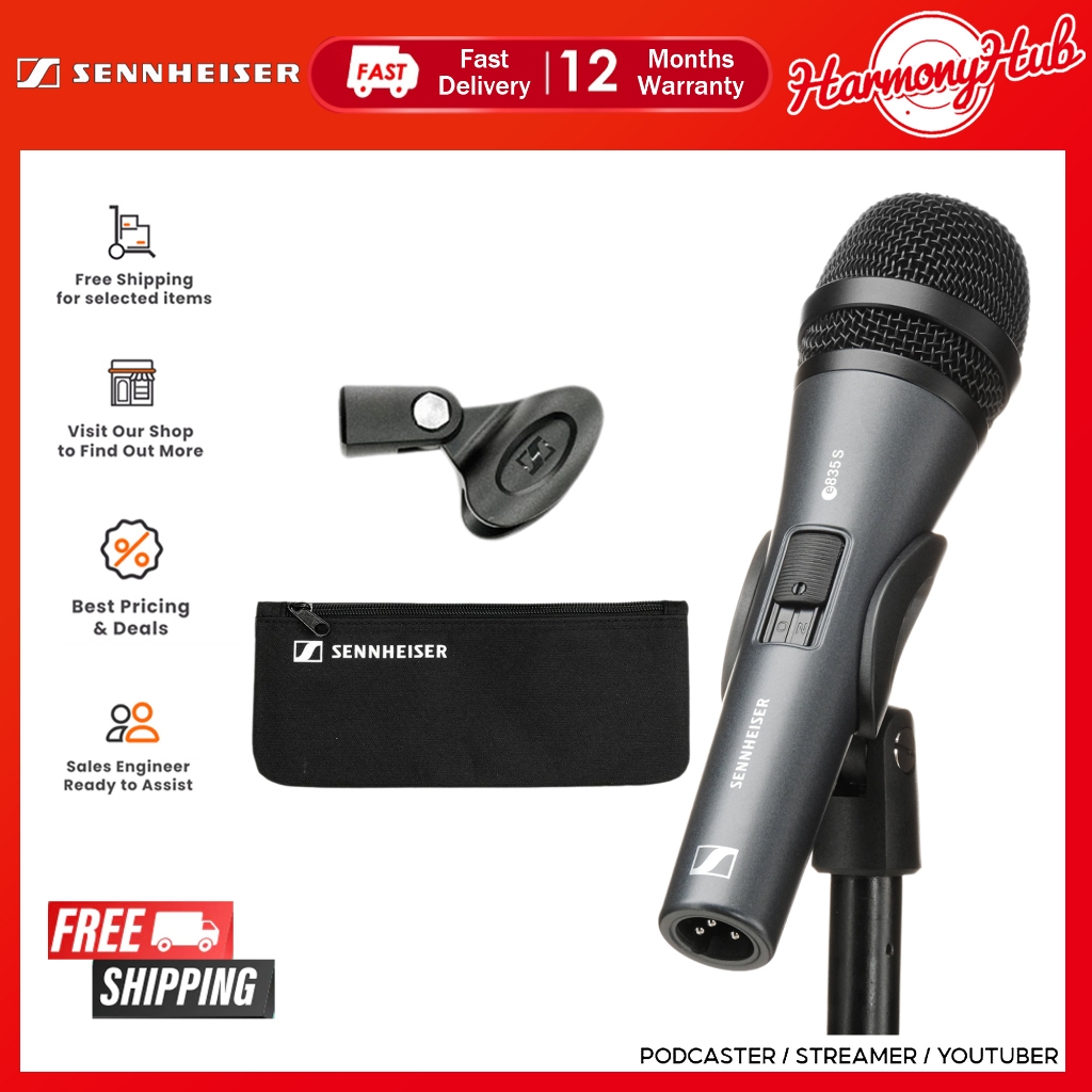 Sennheiser E835S ไมโครโฟนไดนามิก Cardioid สําหรับคําพูดและแกนนํา