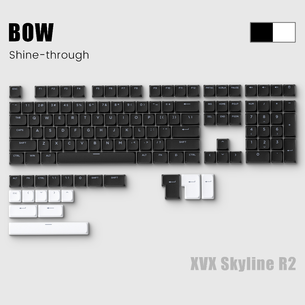 Xvx Skyline R2 - ปุ่มกด PBT Double-shot ของรายละเอียดต่ํา 127 คีย์