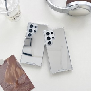SAMSUNG Silver Make Up Mirrorเคสโทรศัพท์สําหรับSamsung Galaxy S26 S24 S25 Edge S23 S21 FE S22 หมายเหตุ 20 Ultra S24 Plus A55 A35 A15 A16 A06 ฝาครอบ