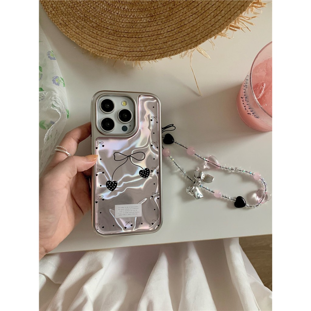 IPhone 17 16 Pro max 15 Pro max เคสโทรศัพท์วัสดุกาวลายโบว์ระลอกน้ํา
