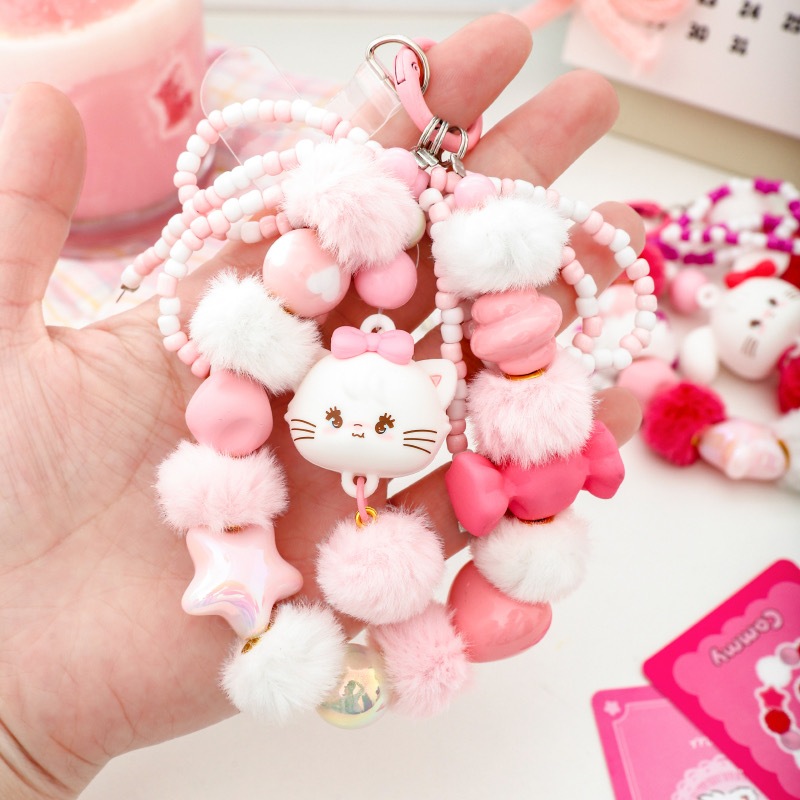 [Wishshopeelxl] คุณภาพสูง100%แท้ Mikko 1pcs หวานพวงกุญแจลูกปัดโซ่โทรศัพท์มือถือแขวนกระเป๋าจี้น่ารักสาว พร้อมส่ง