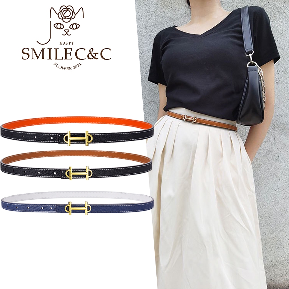 Smilefairycc 【COD & พร้อมส่ง】 มีรูพรุนปรับสองด้านใช้เข็มขัดสําหรับผู้หญิงหัวเข็มขัดด้านข้างกางเกงยีนส์เข็มขัดหมุดหัวเข็มขัดผู้หญิง
