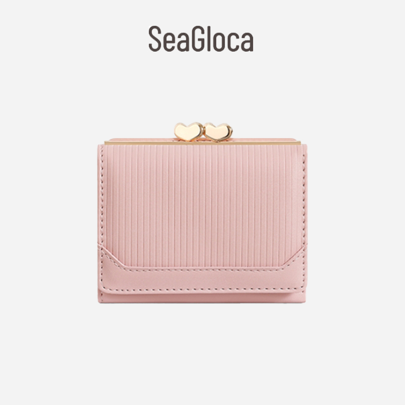 Seagloca กระเป๋าสตางค์สั้นแบบคลิปสามพับแฟชั่นใหม่สําหรับผู้หญิงไม่มี 1971