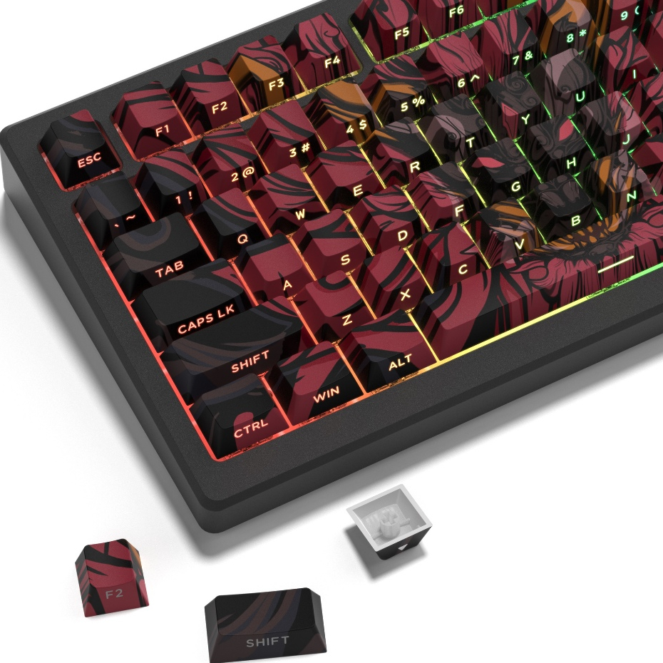 Voier 130 คีย์ Dragon Dye Sub Keycaps สําหรับ Wooting 60 HE สําหรับ Cherry Gateron MX Switches คีย์บอร์ดเกมกล