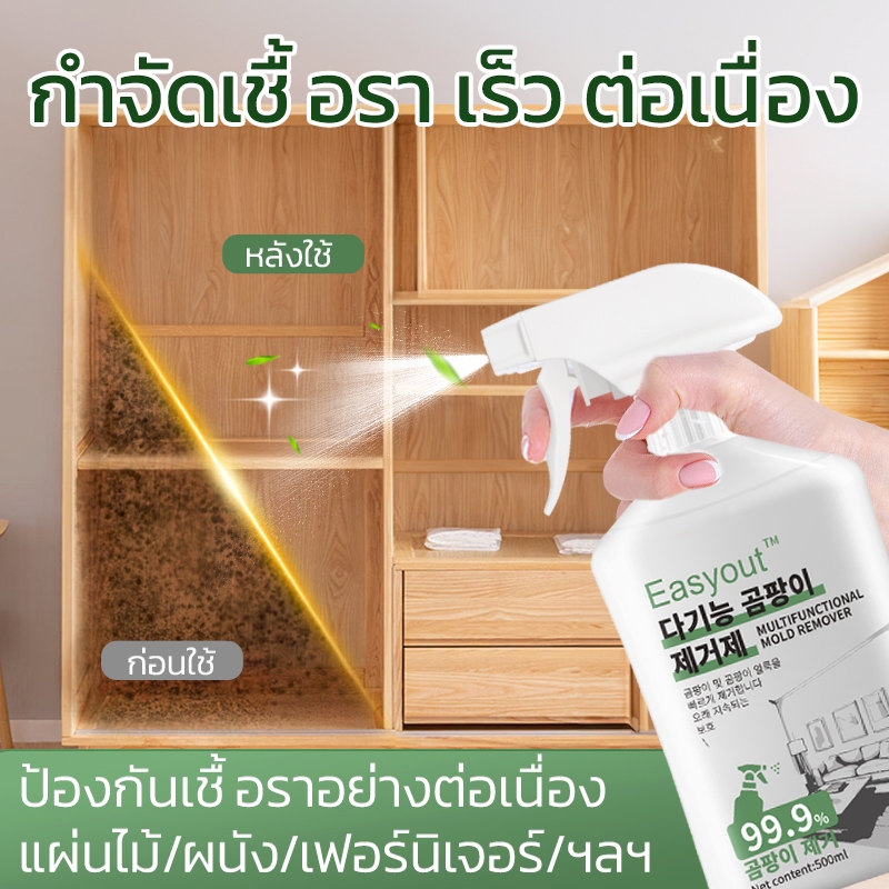 Easyout สเปรย์กำจัดเชื้อรา ขนาด น้ำยาฆ่าเชื้อรา 500 ml. แผ่นไม้ กำแพง พื้นห้อง สเปรย์ขจัดเชื้อรา น้ำยาฆ่าเชื้อรา น้ำยากำจัดคราบสิ่งสกปรกผนัง พื้นห้อง