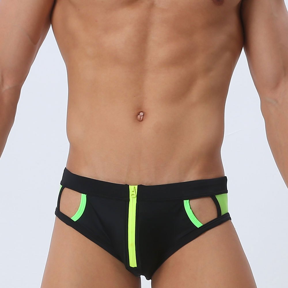 กางเกงว่ายน้ําผู้ชาย Hollow Out Front Zipper Side Mesh HH014