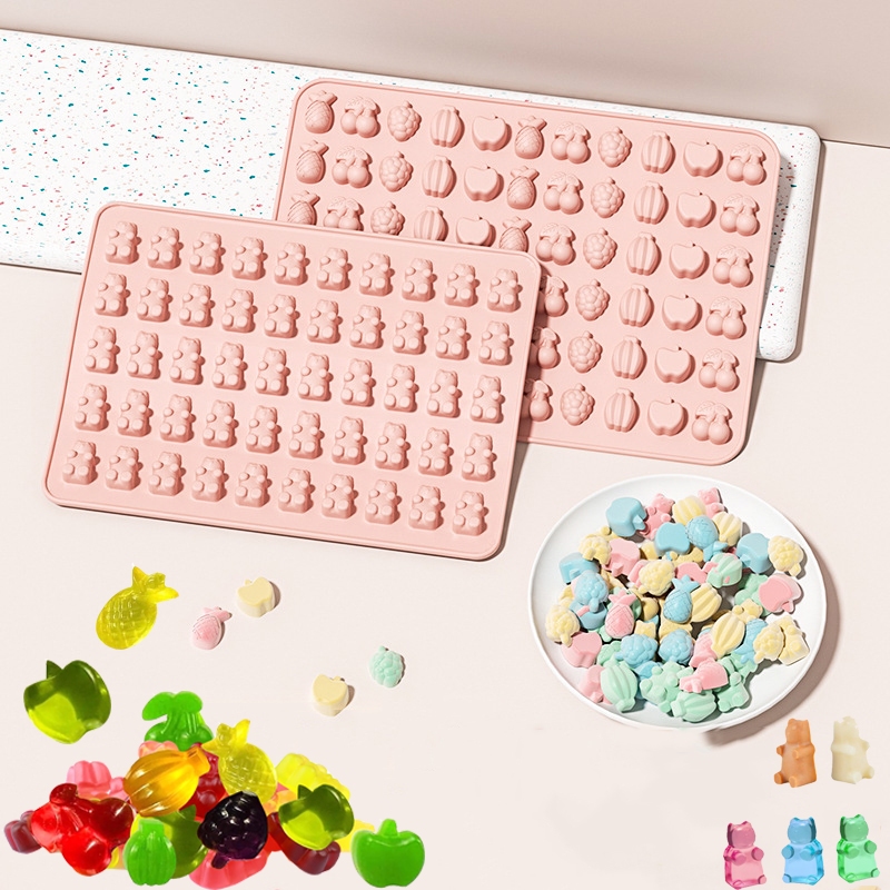 1pcsmini ผลไม้ขนมขบเคี้ยว Gummy หมีแม่พิมพ์ซิลิโคน, Gummy แม่พิมพ์ถาด Dropper สําหรับ Candy ช็อกโกแลต Gummies เบเกอรี่ Nonstick Candy แม่พิมพ์