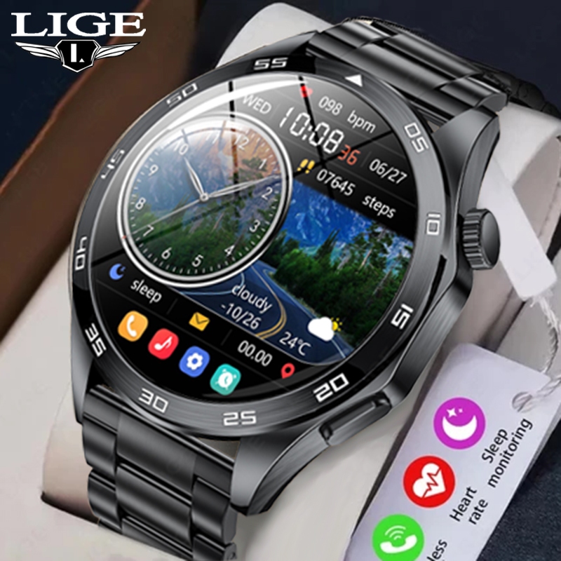 Lige สมาร์ทวอท์ช GT4pro กันน้ํา Multi-Sport Heart Rate/ความดันโลหิต/ออกซิเจนบลูทูธสมาร์ทวอท์ชสําหรับชาย