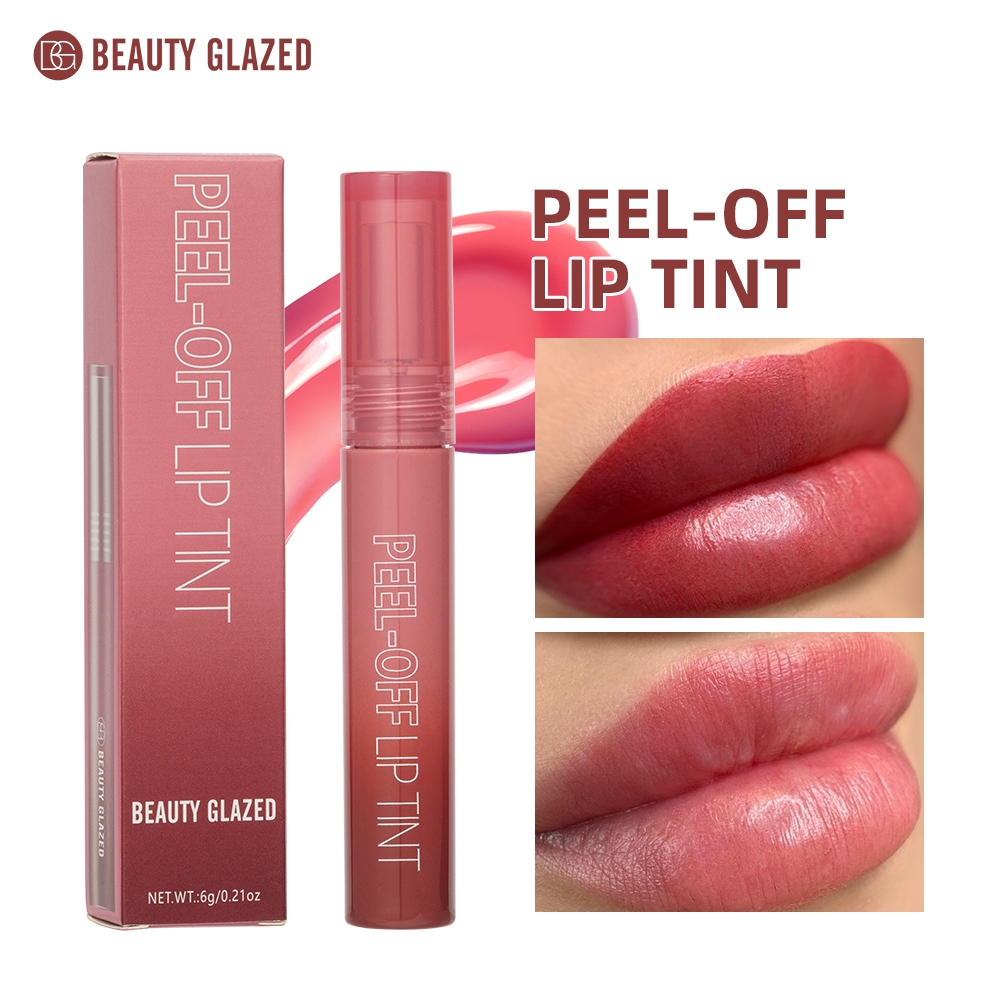 Beauty GLAZED Velvet Matte Lip Stain Peel Off Tattoo ลิปสติกติดทนนานกันน้ํา Peel Off Pink Lip Tint Make Up