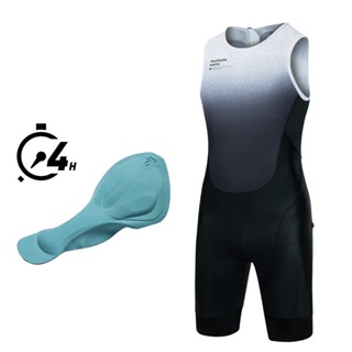 Santic Men Triathlon ชุดชิ้นเดียวแขนกุดเบาะกลับซิป Quick-Dry…