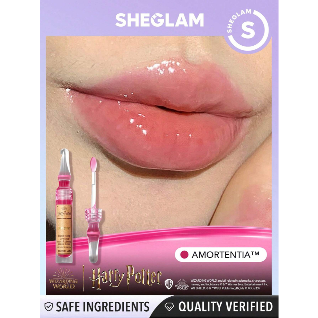 แฮร์รี่ พอตเตอร์™ X SHEGLAM Magic Elixir Lip Gloss-Felix Felicis™ High Shine Finish Lip Glaze Shine Glitter Moisturizing Lip Care ลดริมฝีปาก Fine Lines Smooth Liquid ลิปสติกของขวัญ Lip