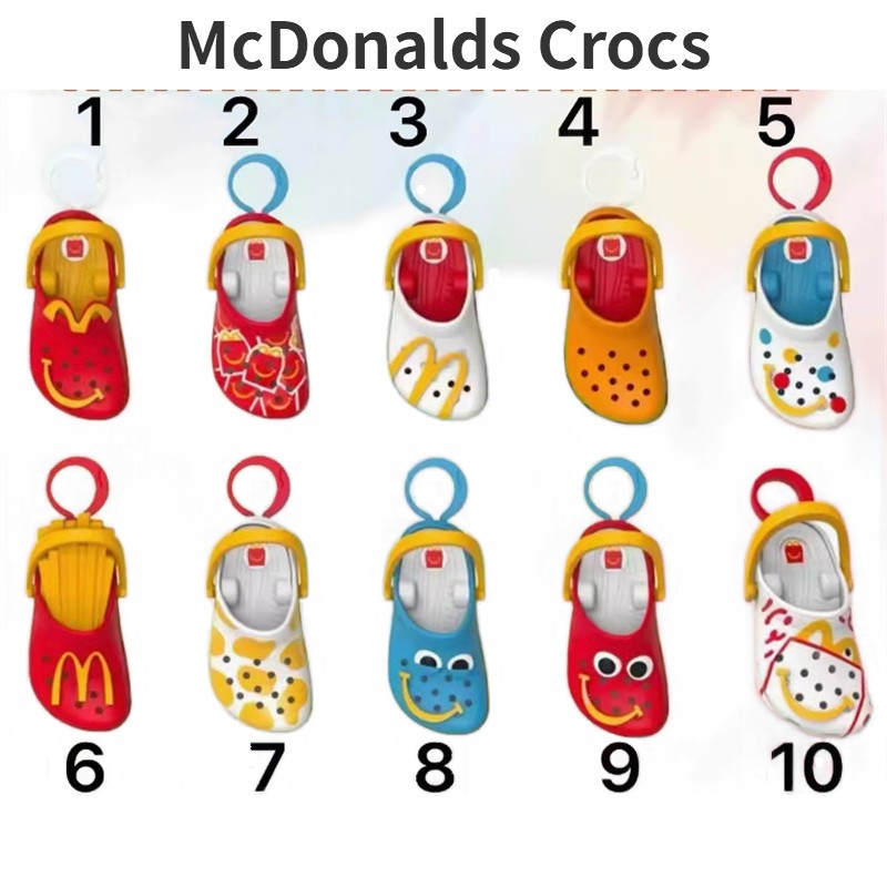 Mcdonals Crocs พวงกุญแจ Mini Mcdo Crocs Mcdonals พวงกุญแจรองเท้าแตะพร้อมสติ๊กเกอร์
