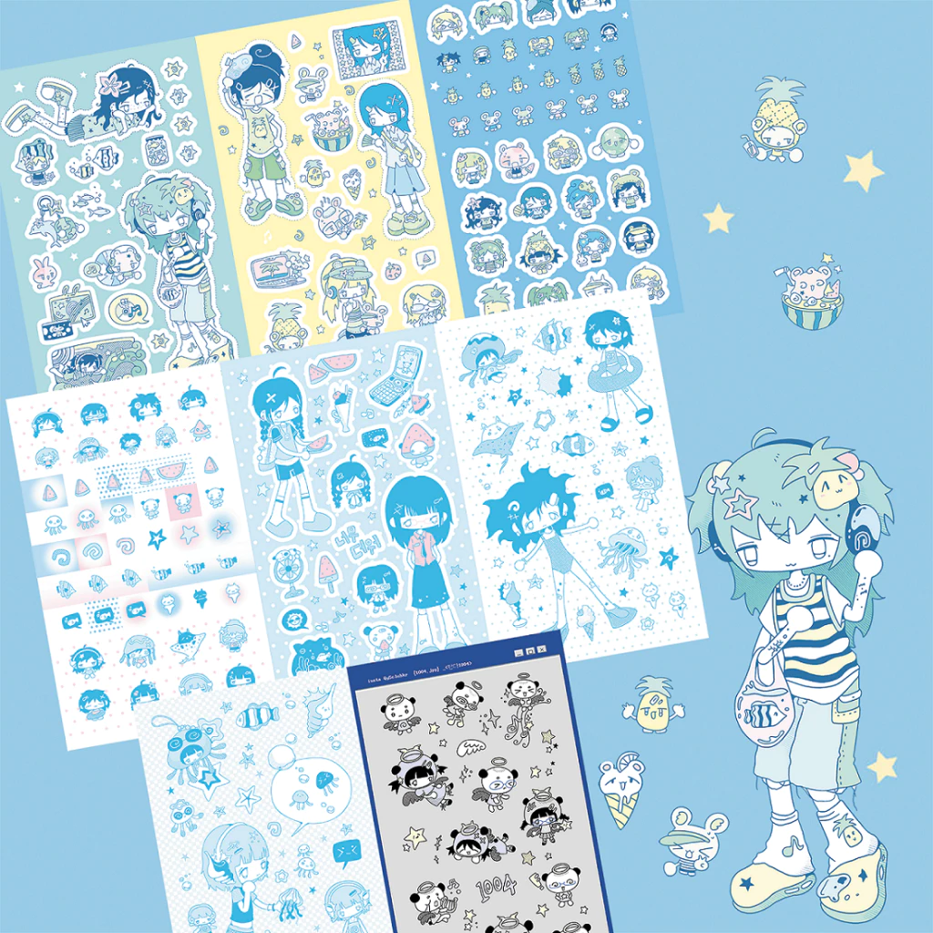 เกาหลีน่ารักฤดูร้อนย้อนยุคสาวตัวละครสติกเกอร์บัญชีมือเคสโทรศัพท์ ไอแพด โน๊ตบุ๊คไดอารี่วางแผนสมุดภาพ ทําเอง สติกเกอร์ตกแต่ง