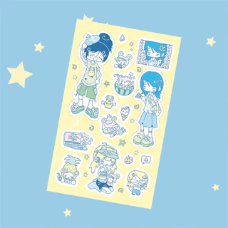 เกาหลีน่ารักฤดูร้อนย้อนยุคสาวตัวละครสติกเกอร์บัญชีมือเคสโทรศัพท์ ไอแพด โน๊ตบุ๊คไดอารี่วางแผนสมุดภาพ ทําเอง สติกเกอร์ตกแต่ง