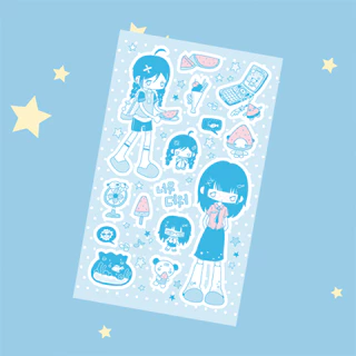 เกาหลีน่ารักฤดูร้อนย้อนยุคสาวตัวละครสติกเกอร์บัญชีมือเคสโทรศัพท์ ไอแพด โน๊ตบุ๊คไดอารี่วางแผนสมุดภาพ ทําเอง สติกเกอร์ตกแต่ง