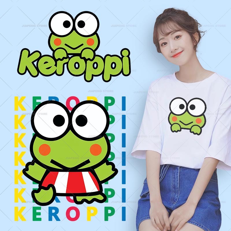 Keroppi Iron on Patch Sanrio กบน่ารักถ่ายเทความร้อนไวนิลสําหรับเสื้อผ้าพิมพ์สติกเกอร์