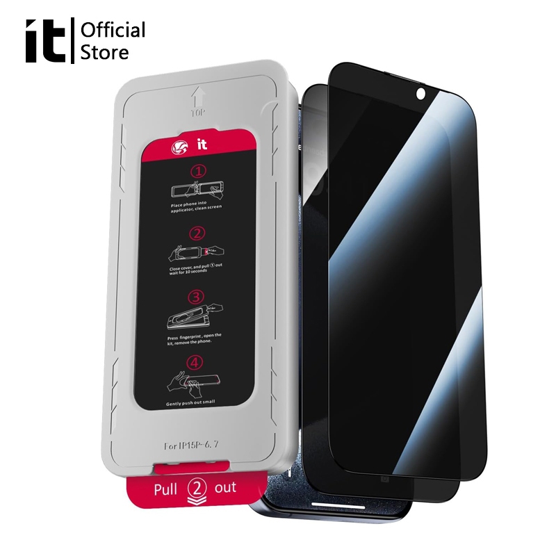 [it]For iPhone ฟิล์มกระจกความเป็นส่วนตัวสําหรับiPhone16 16pro 15Promax 15Pro 15 14 14Pro 14Promax 13 13Proติดตั้งง่ายครอบคลุมเต็มรูปแบบป้องกันลายนิ้วมือ