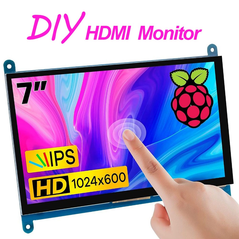 7 นิ้ว Raspberry Pi 5/4/3/2/B/B+/A+ Monitor 1024x600 IPS 5 จุดหน้าจอสัมผัสแบบ Capacitive ฟรีจอแสดงผล
