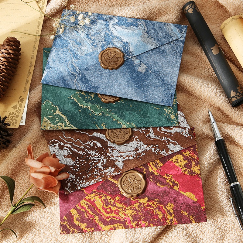 Simple Gilt นูนซองจดหมาย Vintage กระดาษคราฟท์จดหมายแผ่นแสตมป์ซีลสติกเกอร์ DIY คริสต์มาสปีใหม่ของขวัญห่อการ์ดเชิญงานแต่งงานโปสการ์ดปกเครื่องเขียน - รูปที่ 5