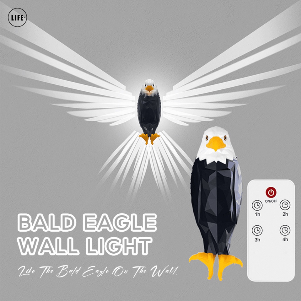 3life Bald Eagle Wall Light Projection LED แขวนรีโมทคอนโทรลการตั้งค่าจับเวลาไม่มีแสงสีฟ้าอันตราย