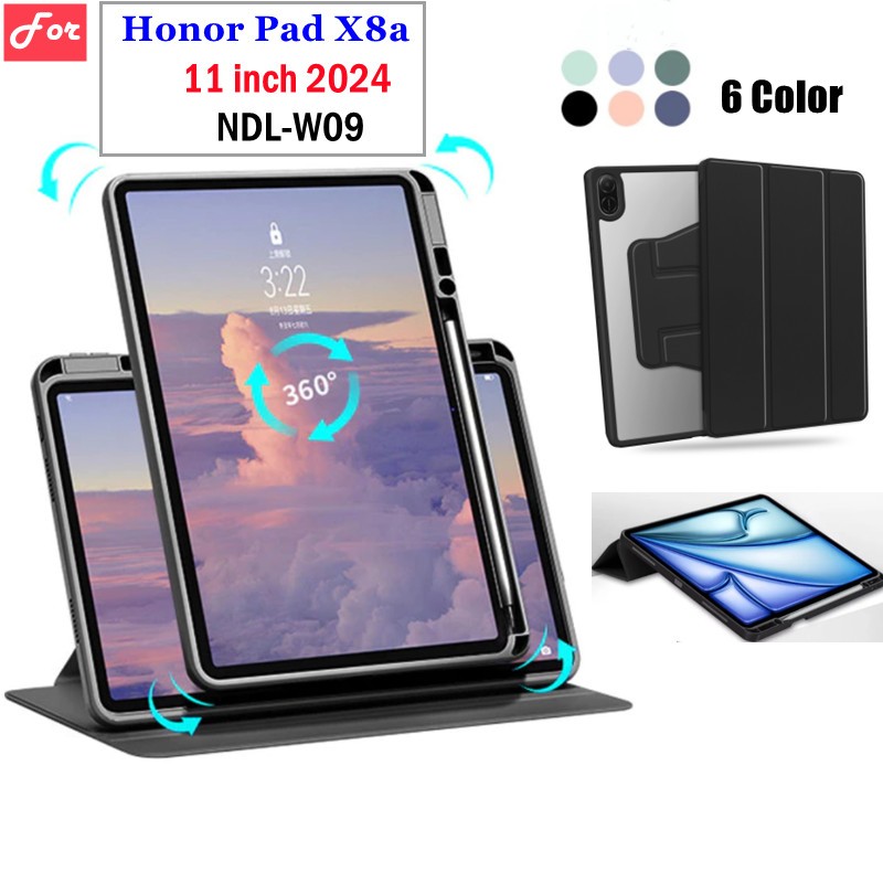 360 หมุนสําหรับ HUAWEI Honor Pad X8A X8A X8 a 11 "2024 กรณีช่องใส่ปากกาแท็บเล็ต Protector 11 นิ้วเด็ก