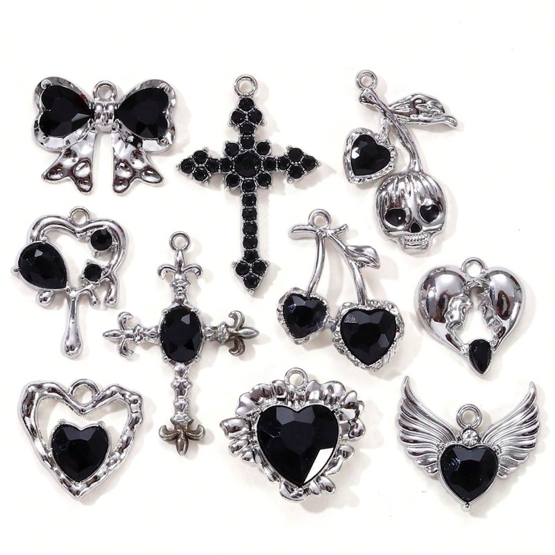 5 ชิ้นใหม่สีดํา Cross Heart Wing เคลือบ Charms Y2k แฟชั่นโบว์จี้สําหรับทําเครื่องประดับผลการค้นหา