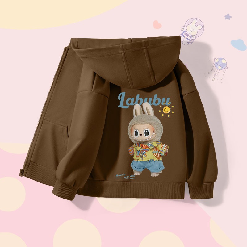 Wgq Boys Hoodie เสื้อแจ็คเก็ตคาร์ดิแกนซิปแฟชั่นสบายพร้อมกระเป๋าพร้อมการพิมพ์ labu