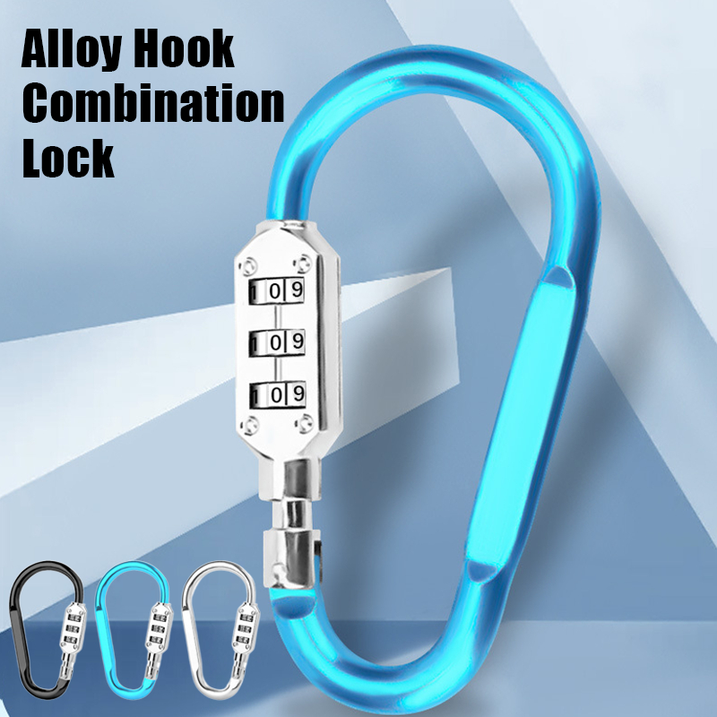 ใหม่ D-สไตล์สังกะสีอลูมิเนียมจักรยาน Anti-theft ล็อค Carabiner Multi Functional สามหลักรหัสผ่านล็อคกุญแจล็อคหมวกกันน็อคกลางแจ้งปีนเขาหัวเข็มขัด