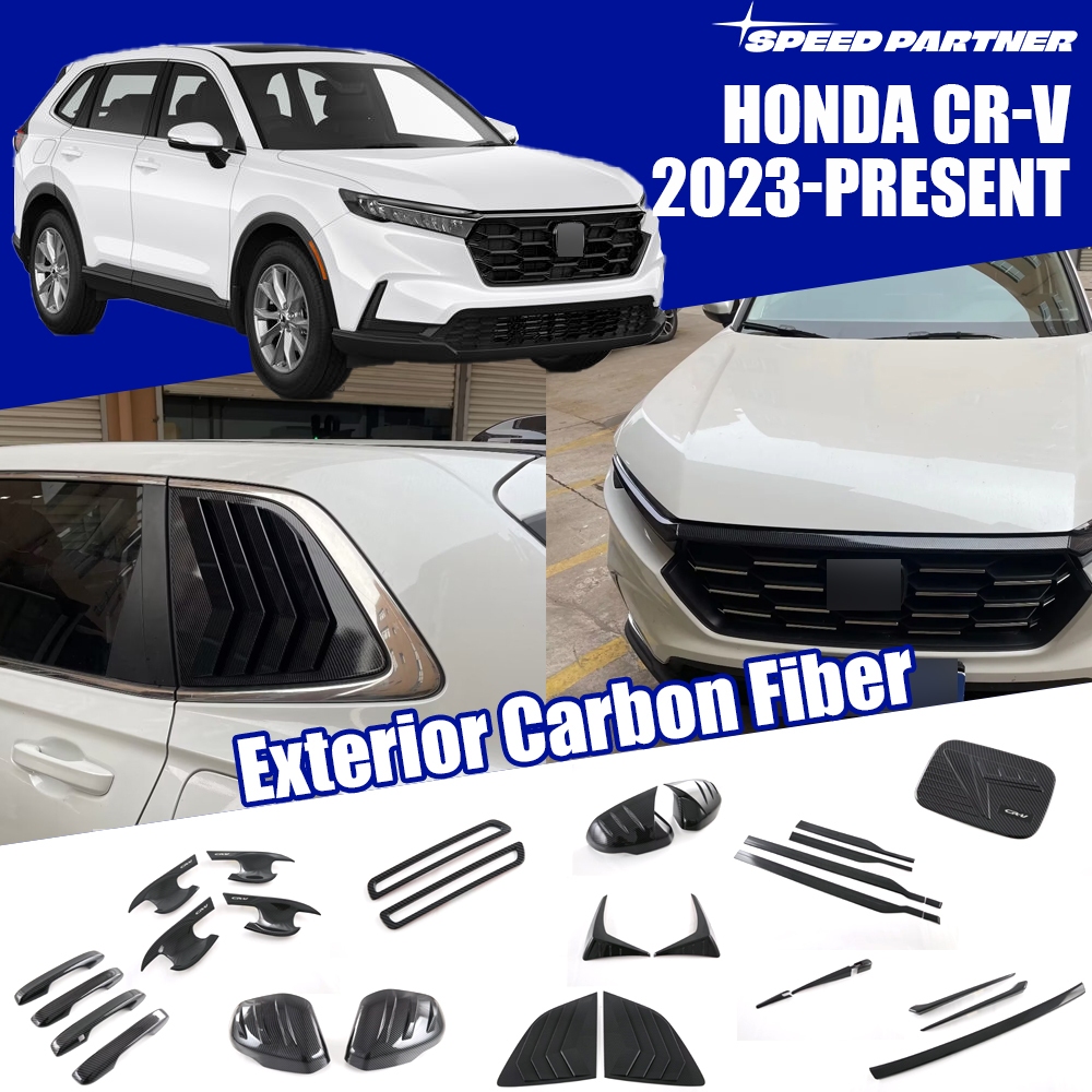 Honda CR-V ครอบกระจกมองหลังคาร์บอนไฟเบอร์/สีดำเงา ขอบกระจังหน้า ขอบประตู อุปกรณ์ตกแต่งภายนอกสำหรับ CRV G6 (2023-2024)