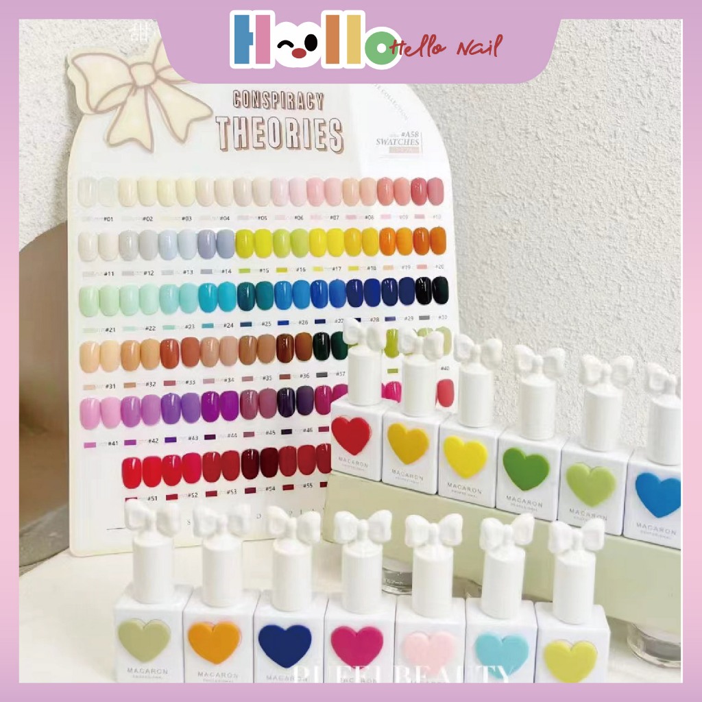 58สี ฟรีชาร์ตสี เบส ท๊อป สีเจล15ml. Sansu 3.0 รุ่น MACARON สีเจลฝาโบว์ สีเจล ยกเซต เซตสีเจล สีแฟลชสีเจล