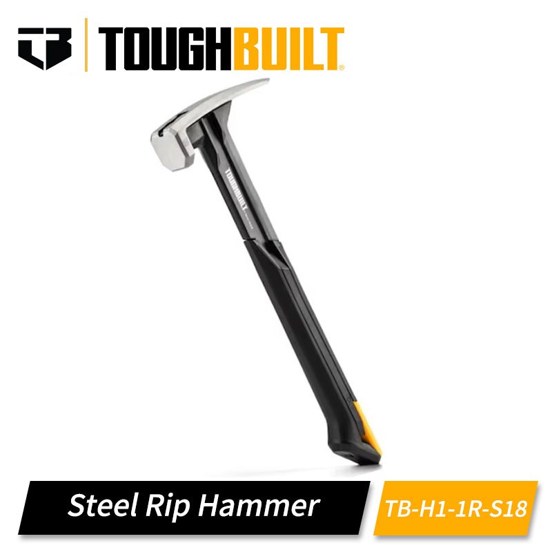 Toughbuilt TB-H1-1R-S18 เหล็ก Rip ค้อน 18 OZ พร้อมพลาสติกหน้าเนียนลื่นจับ Claw ค้อน
