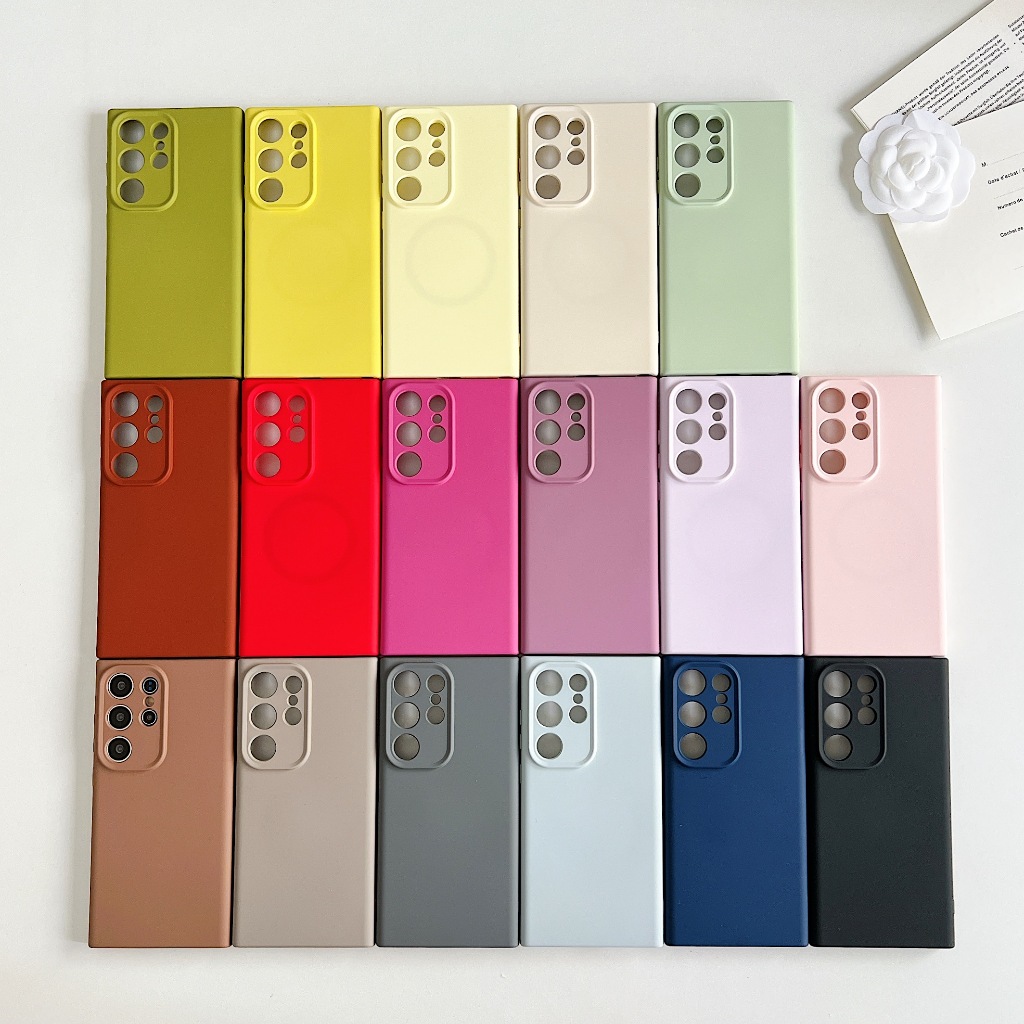 【16 สี】ซิลิโคนเหลว เคส Samsung Galaxy S24 Ultra S24 Plus S24 S23 Ultra S23 Plus S22Ultra Case เคสโทรศัพท์ใหม่ ซิลิโคนอ่อนนุ่มป้องกันการตก เคสมือถือซัมซุง