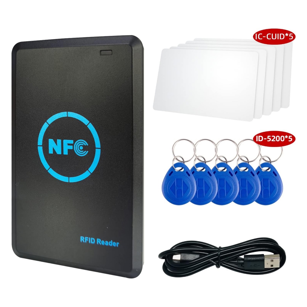 RFID NFC IC และ ID ชิปเครื่องอ่านการ์ด Writer,125kHz/13.56mHz EM4100/S50 การควบคุมการเข้าถึง/ล็อคตู้อ่านเขียนซ้ําได้ IC ID แท็กเครื่องถ่ายเอกสาร