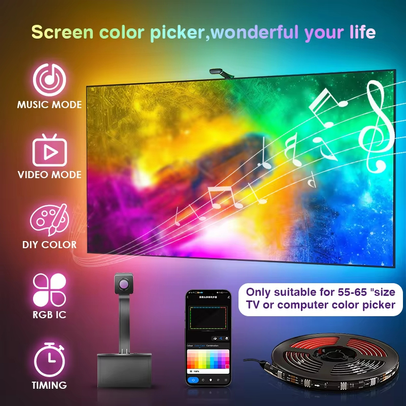 Rgbic บลูทูธ Immersion TV Backlight ไฟ Led Strip เพลง Vedio Sync TV Ambient โคมไฟห้องนั่งเล่น Decora สําหรับ 55-65 นิ้วทีวี PC ทํางาน
