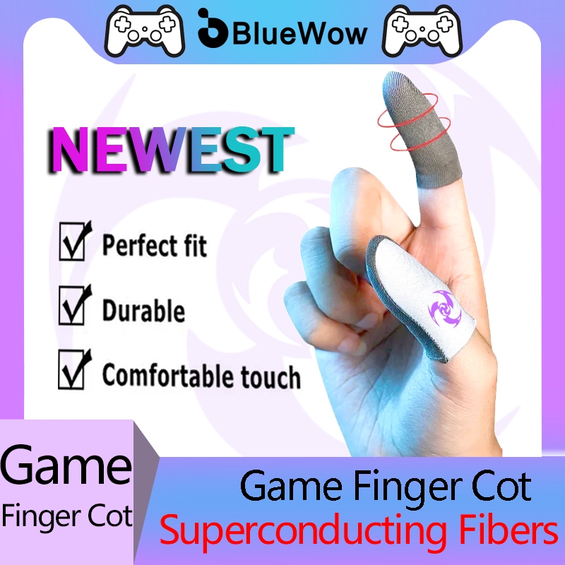 Bluewowrasengangaming Finger Sleeves ถุงมือปลายนิ้วผ้าสีเงิน เหมาะสําหรับ PUBG, CODM และ MLBB อัพเกรดใหม่ กันเหงื่อ กันลื่น ระบายอากาศได้ดี เหมาะกับ ผับ