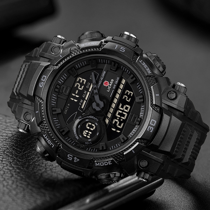 LICARR แฟชั่นกีฬายี่ห้อนาฬิกาสีดำ 9534