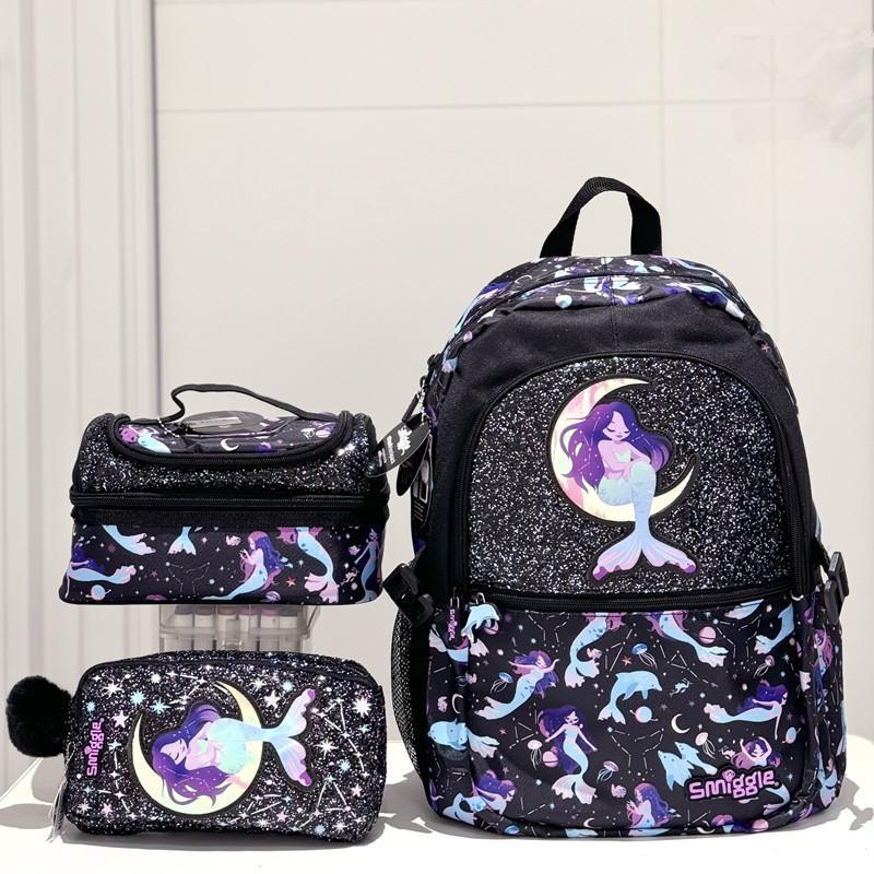 ออสเตรเลีย Smiggle Black Mermaid พลัสขนาดกระเป๋านักเรียนอาหารกลางวันถุงปากกาคอลเลกชัน
