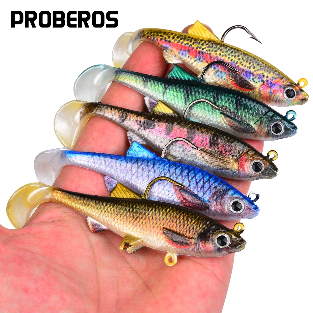 Proberos 1 ชิ้นตกปลาล่อหัวจิ๊ก PVC Soft Body สําหรับปลาคาร์พ Pike ตกปลา Swimbait Tackles